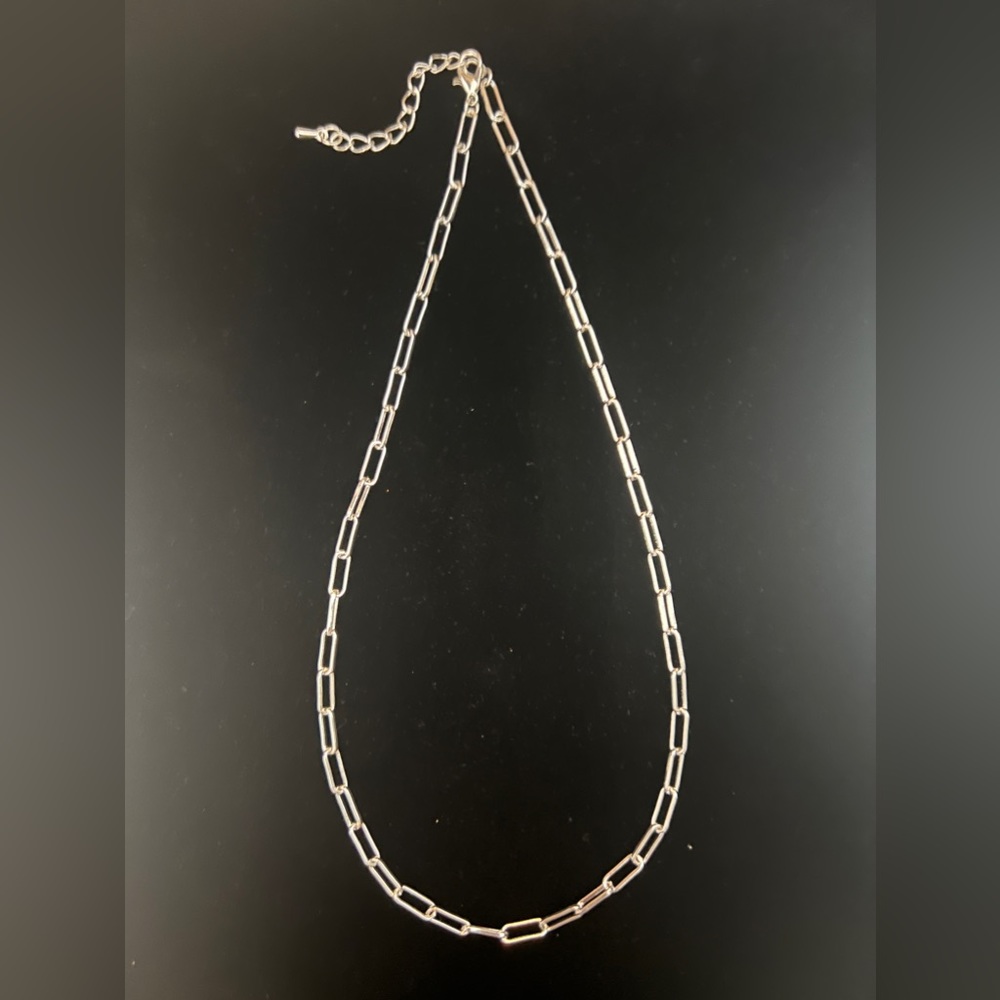 Silver Plated Flat Paperclip Chain